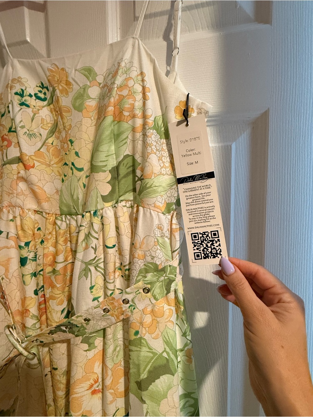 Dalia Macphee Pastel Floral Maxi Dress with Spaghetti Straps - Picture 4 of 4